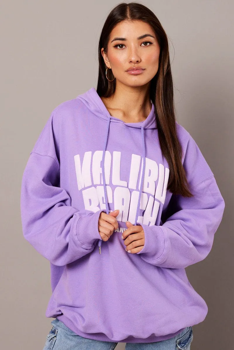 Purple Graphic Hoodie Sweater Long Sleeve Warm Essentials product team spirit