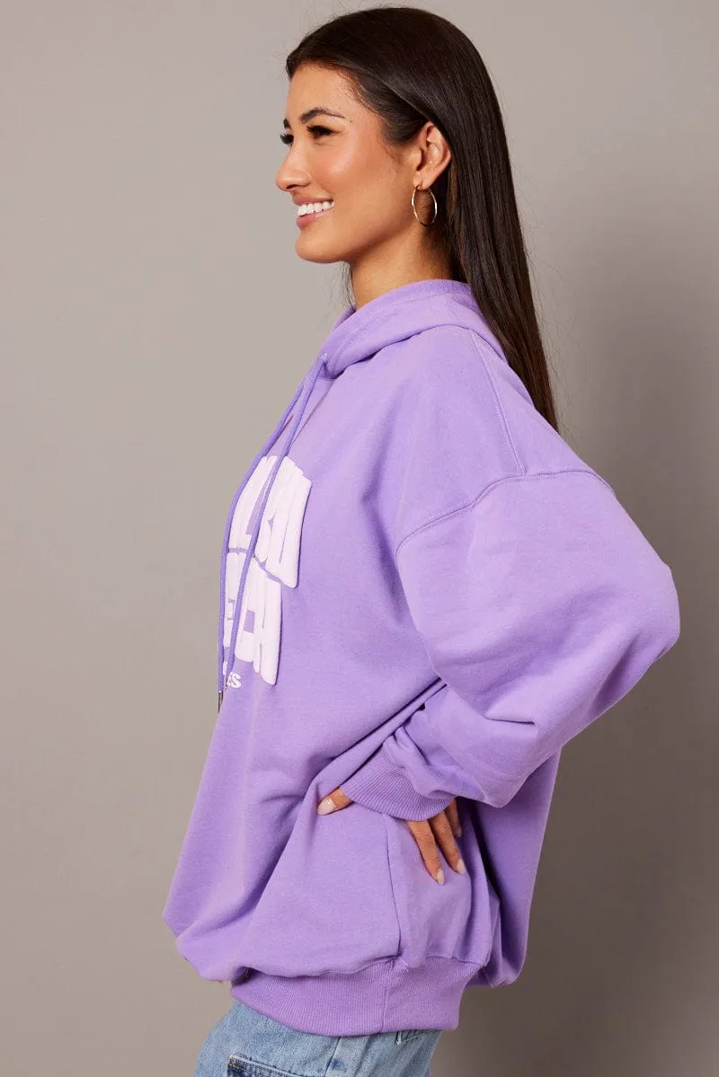 Beach Wear Street Layer Purple Graphic Hoodie Sweater Long Sleeve