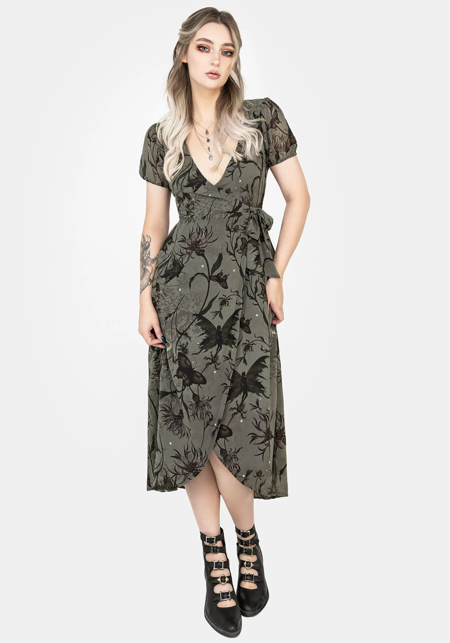 Gloriana Floral Print Chiffon Midaxi Wrap Dress Full-length elegant piece