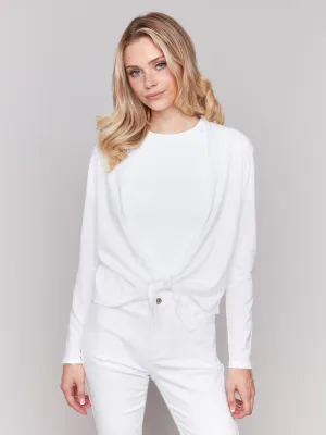 Fashion-Forward Look Soft Layers Tie Front Bolero - White