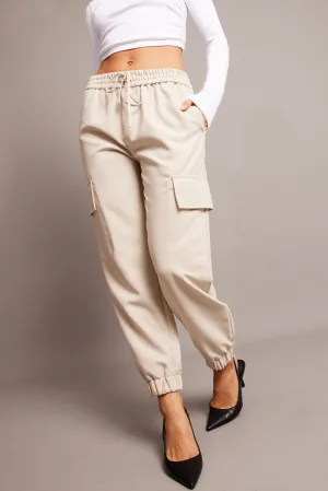 Beige Slim Pants Elasticated Hem Air Comfort Freedom Motion