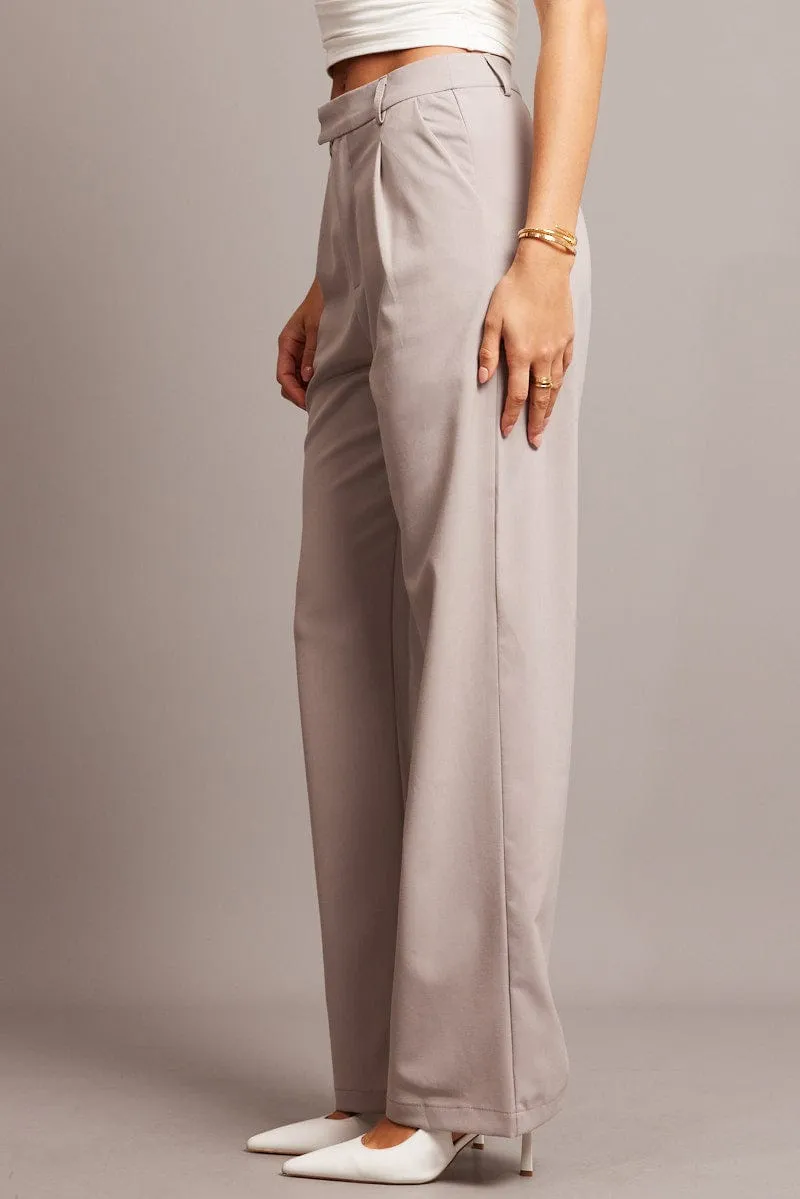 Weather Flex Brown Wide Leg Pants Mid Rise