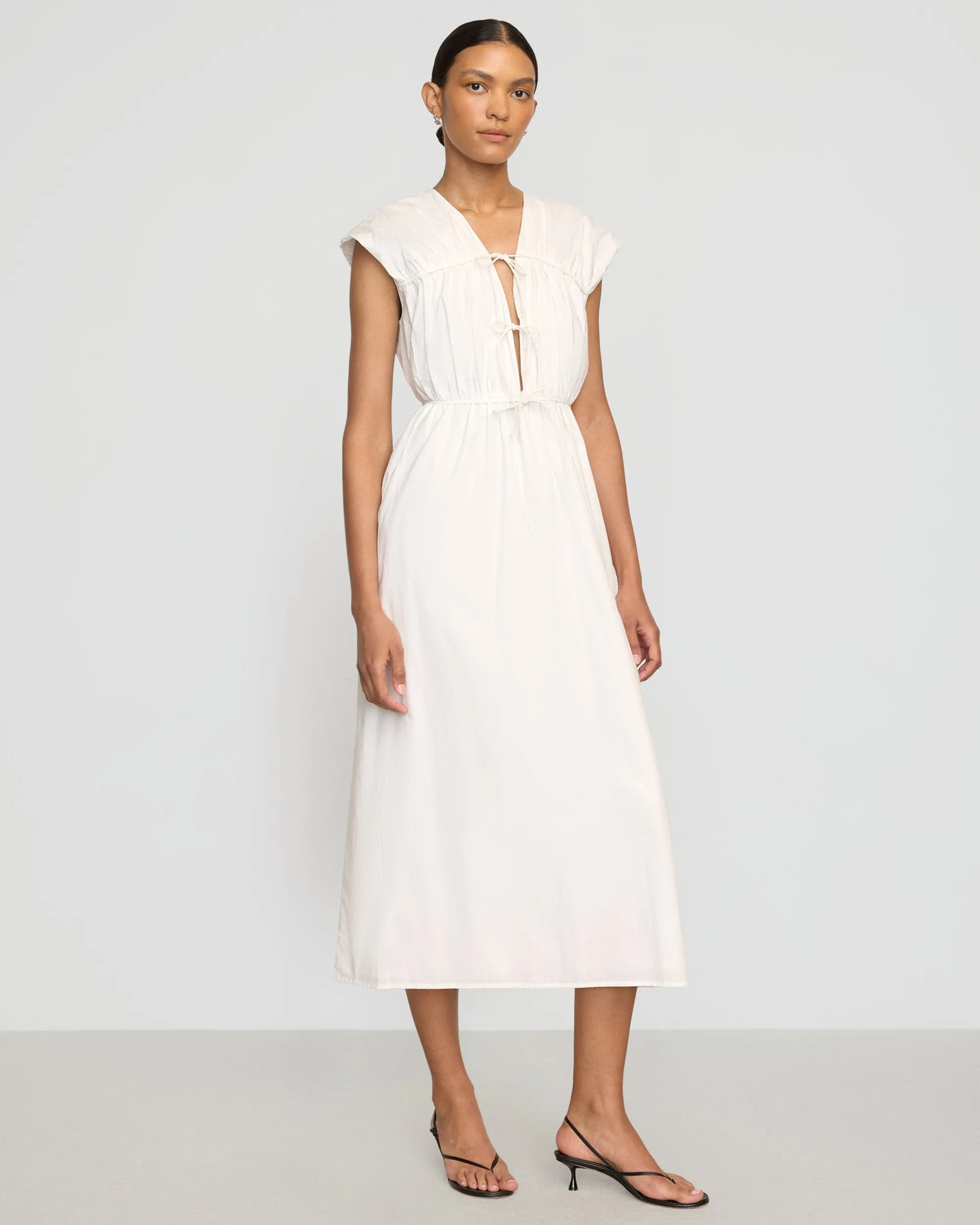 Trend Glow Quick Core Shreya Tie-Front Organic Cotton Dress