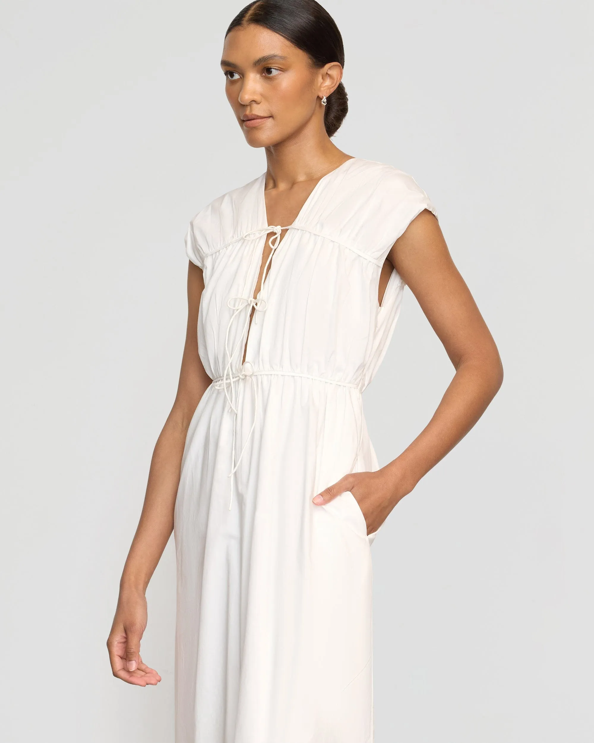 Thermal Insulation Shreya Tie-Front Organic Cotton Dress