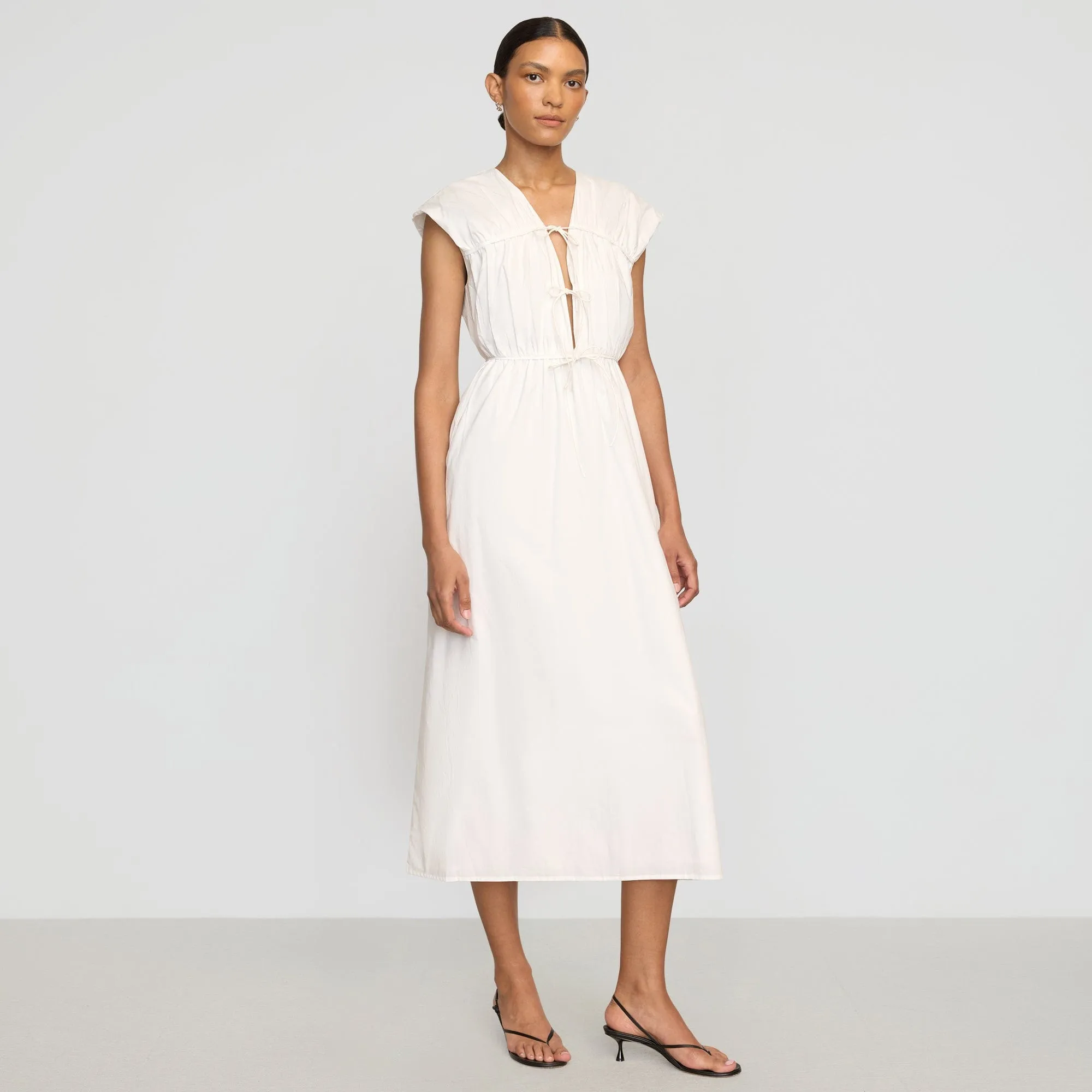 Soft Lining Quiet Luxury Shreya Tie-Front Organic Cotton Dress