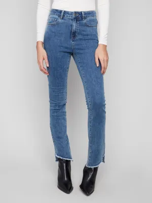 Bootcut Jeans With Asymmetrical Hem - Medium Blue Modern Fit Outfit Essential