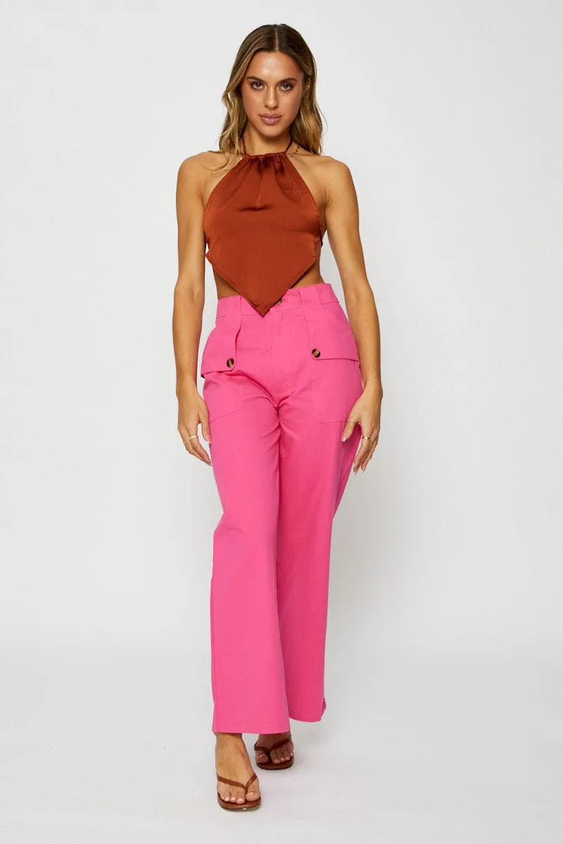 Pink Wide Leg Pants Customizable length