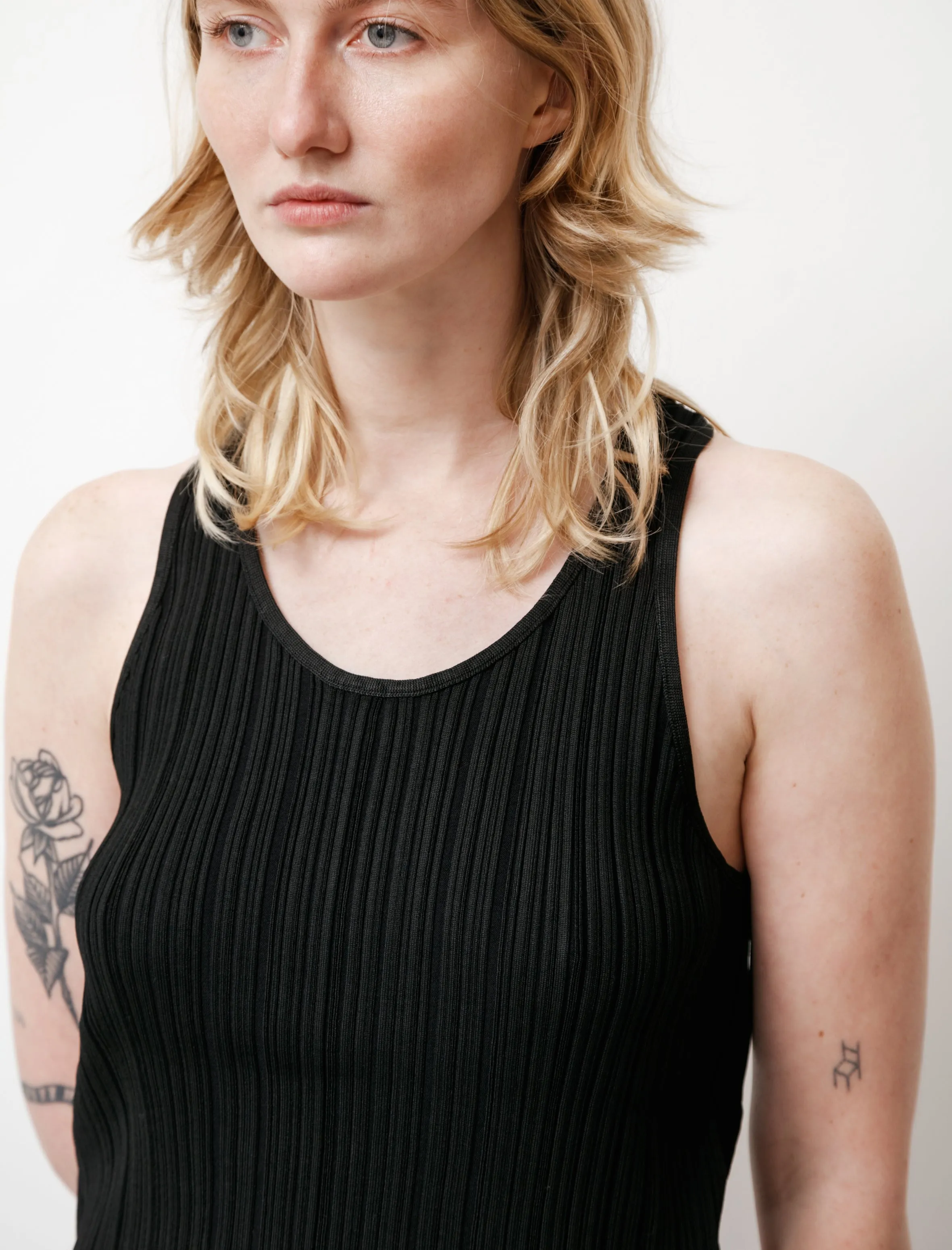 QuickEvaporation AntiStatic Material Rib Knit Tank Top Black