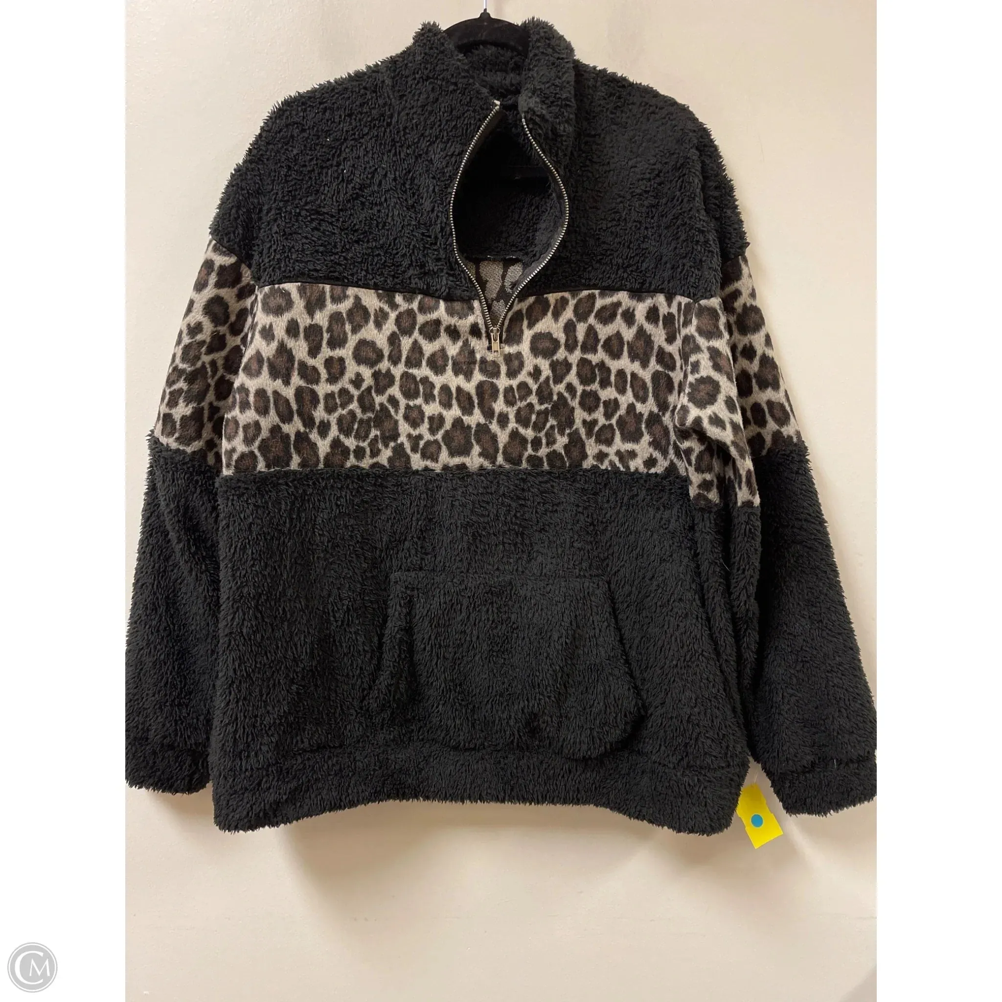 StretchableMaterial Sweatshirt Collar By Clothes Mentor In Black & Brown, Size: L