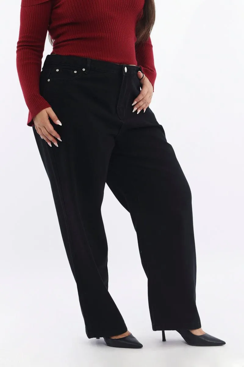Utility Basic Anti Fade Technology Black Wide Leg Jean