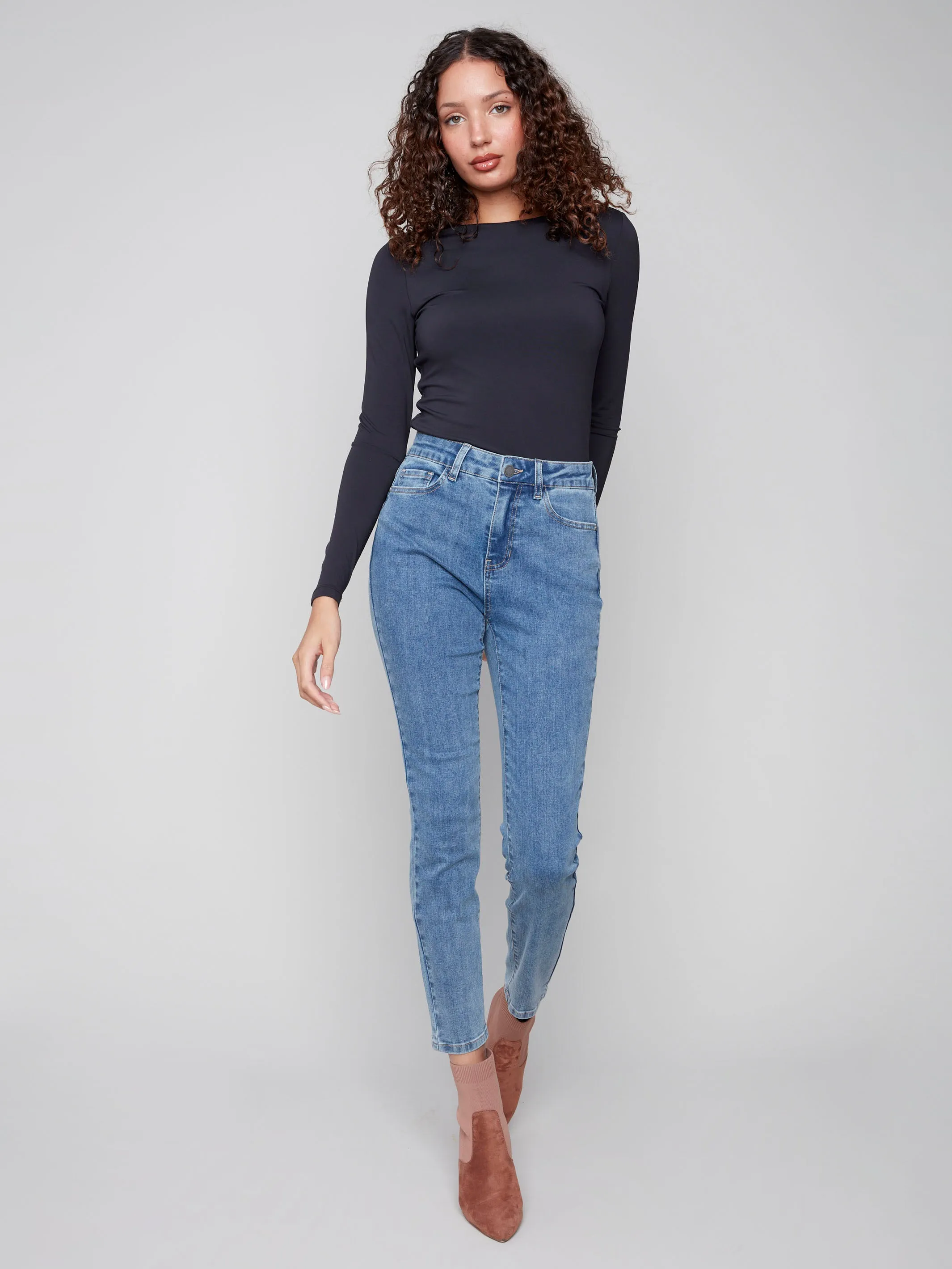Claudia Slim Leg Jeans - Medium Blue Easy Option City Walk Weekend Warrior