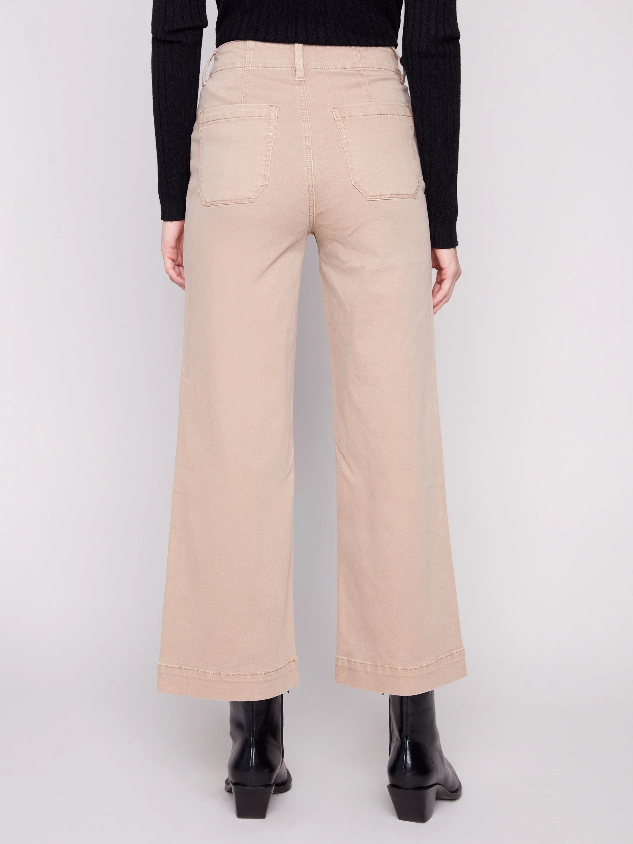 Street Ready Base Fit Piece Cropped Wide Leg Stretch Twill Pants - Sesame