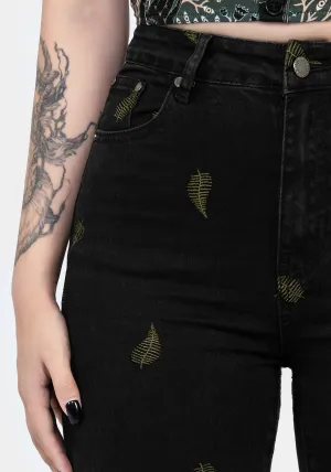 Travel Light Breathable Lining System Osmunda Fern Embroidered Denim Skinny Jeans