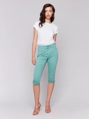 Stretch Twill Pedal Pusher Pants - Lilypad Recycled Cotton Blend