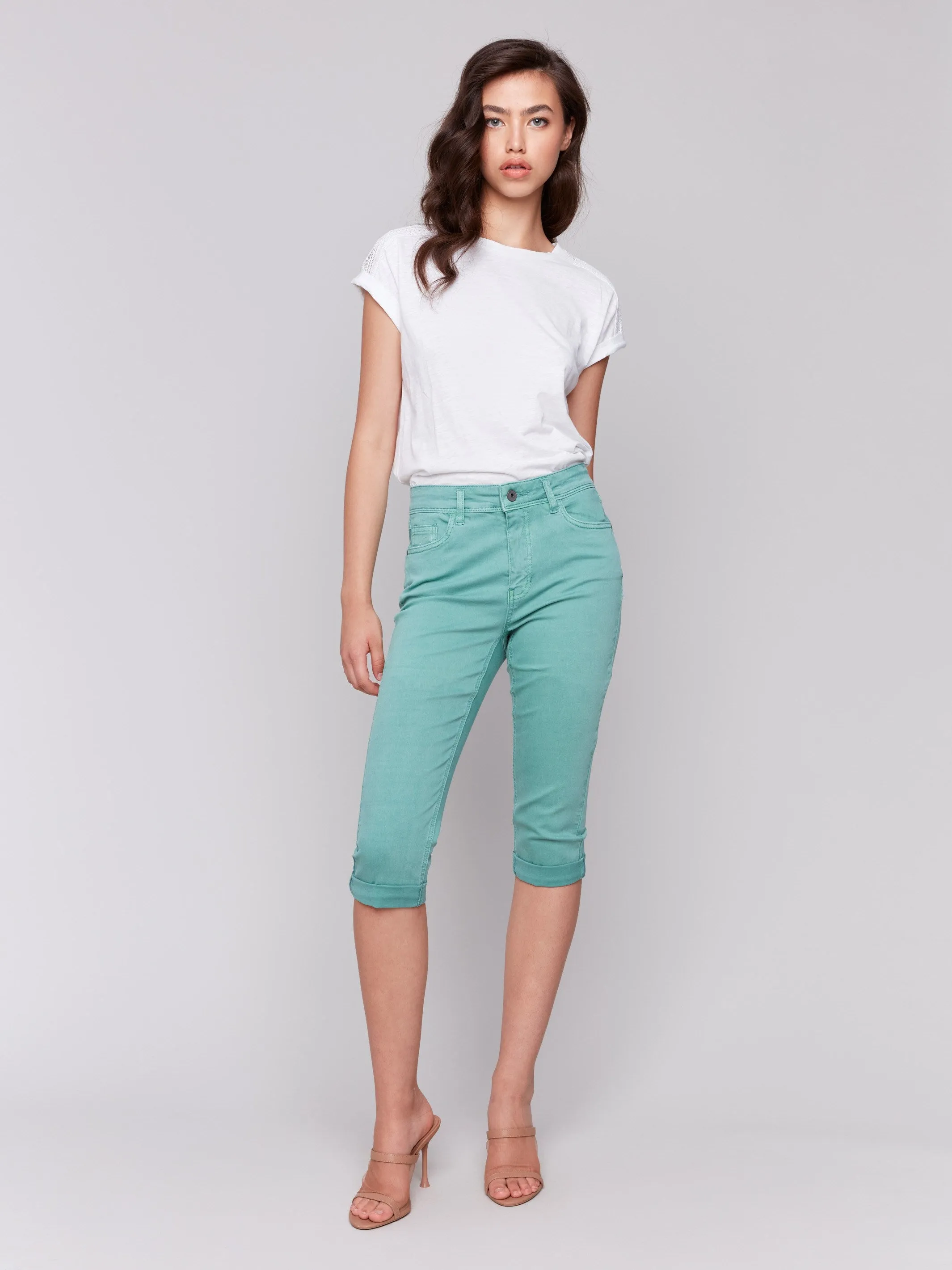 Stretch Twill Pedal Pusher Pants - Lilypad Recycled Cotton Blend