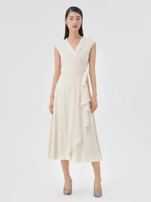 Comfortable clothing Triacetate Asymmetrical Gathered Waist Maxi Dress