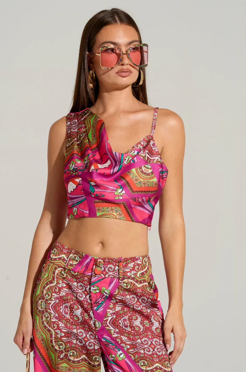 MOVE AND SHAKE CROPPED TOP IN PINK MULTI decorative