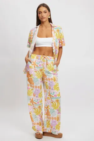 Flex Fit AbrasionGuardTape Multi Abstract Wide Leg Pants High Rise