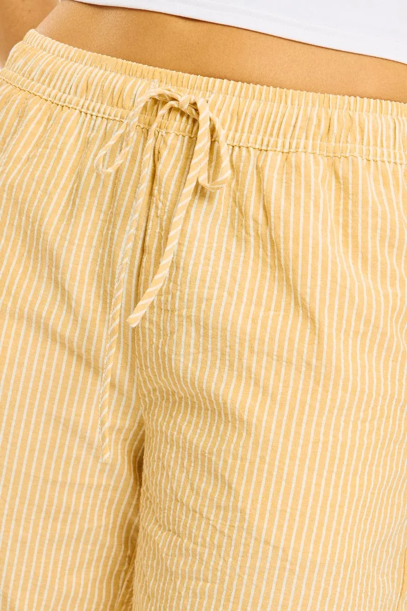 Yellow Stripe Wide Leg Pants Elasticated Waist Stay Flexible
