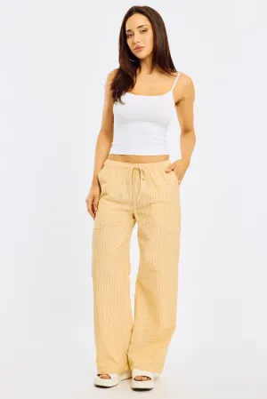 Light Reflective Details Yellow Stripe Wide Leg Pants Elasticated Waist
