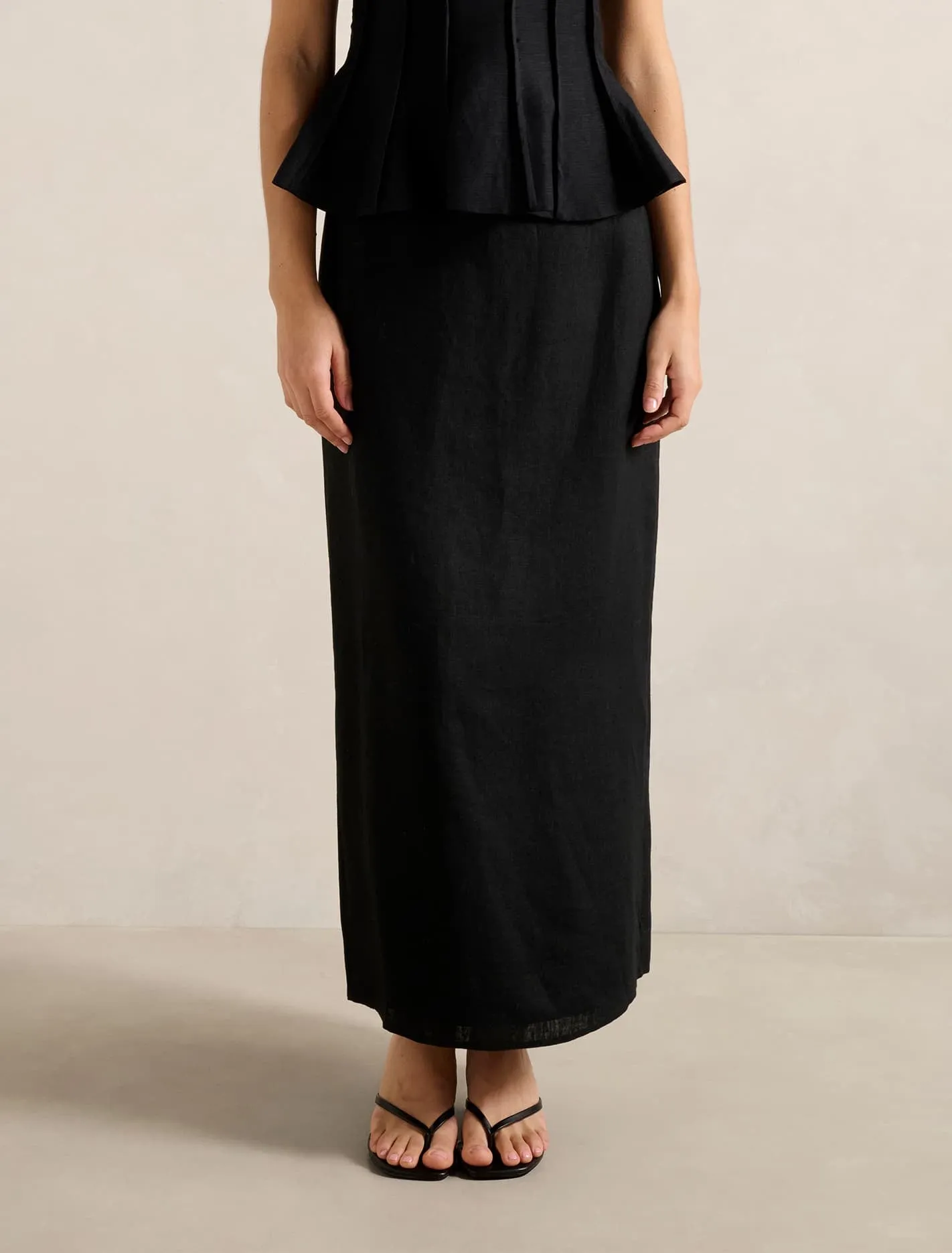 LowBulkFabric Maggie Linen Column Maxi Skirt