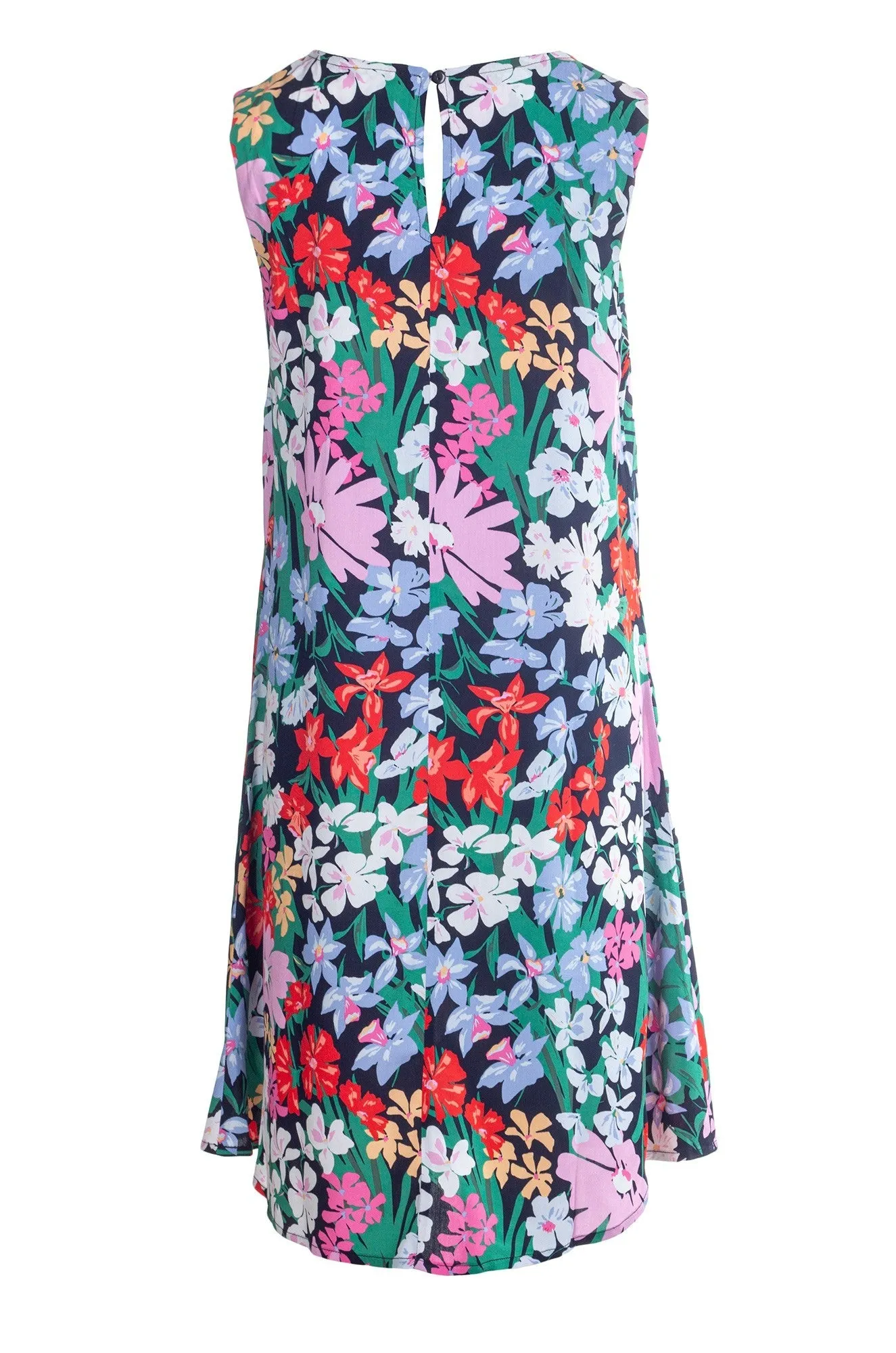 Printed Viscose A-line Dress | Multi Navy Flower | 3340A1 Cozy Jacket