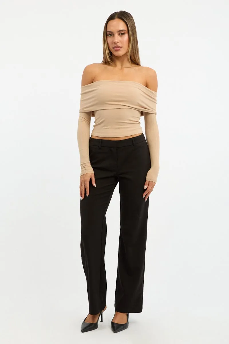 Low Profile Black Work Pants Straight Fit
