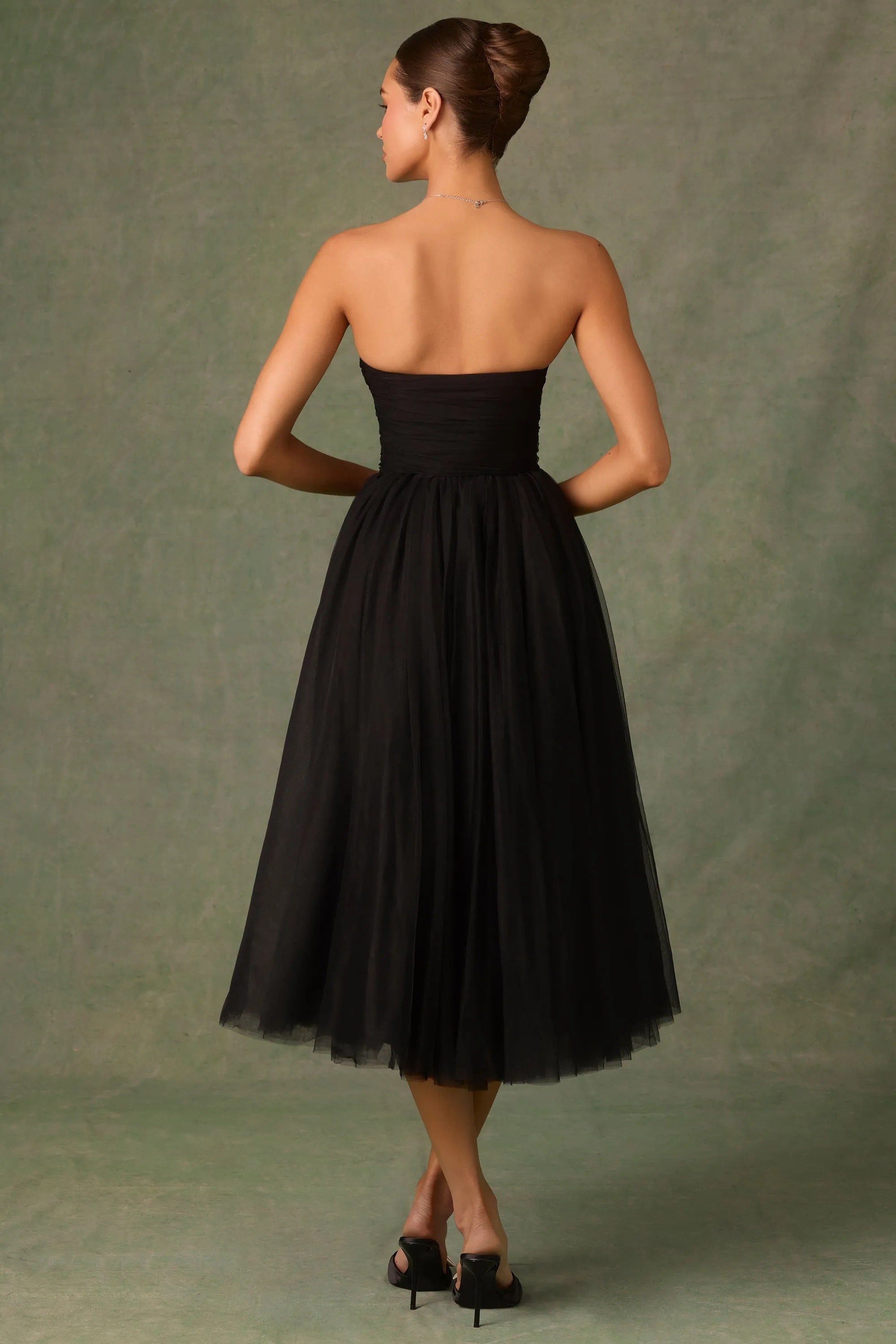 Light Ease SmoothFinish Tulle Corset Midaxi Dress in Black