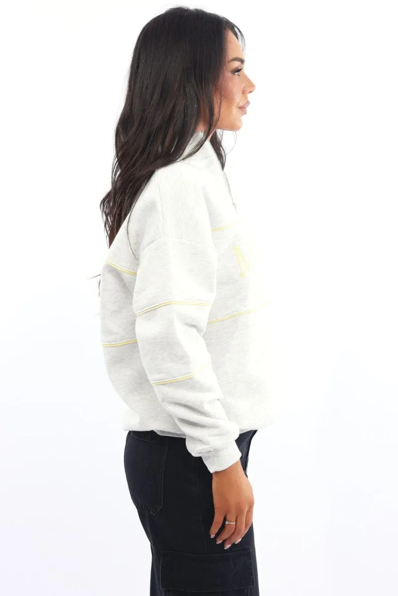 Casual Basics Comfy Hoodie Grey Zip Sweater Funnel Neck Oversized
