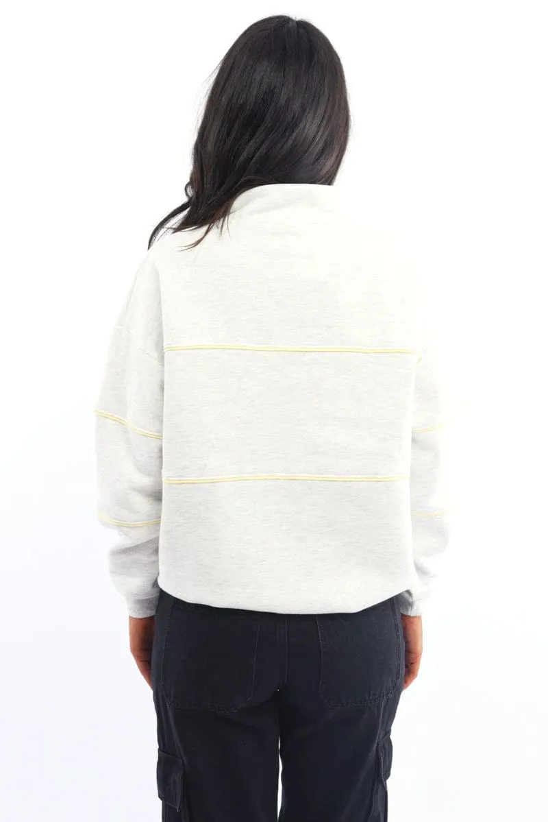 Grey Zip Sweater Funnel Neck Oversized Work Wear Comfy Street