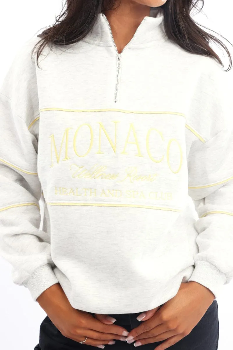 Grey Zip Sweater Funnel Neck Oversized product selection