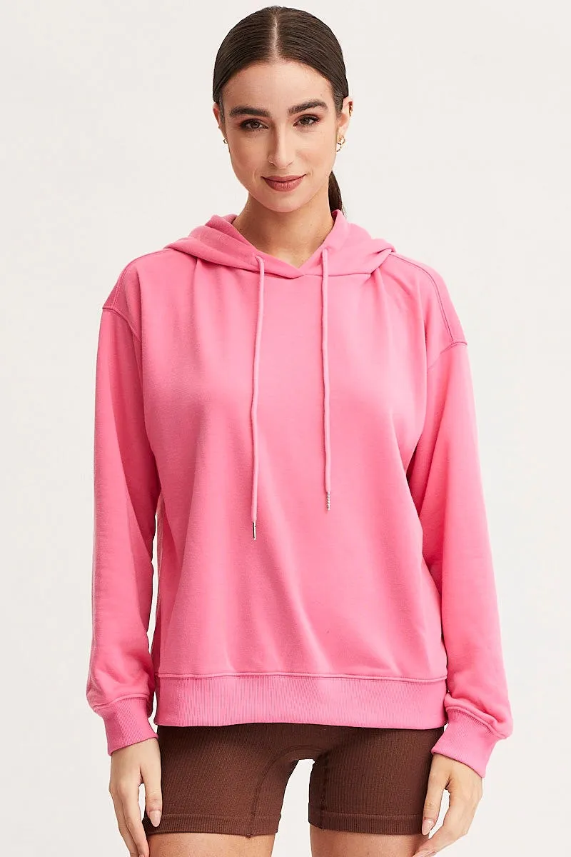 nautical print Pink Hoodie Long Sleeve