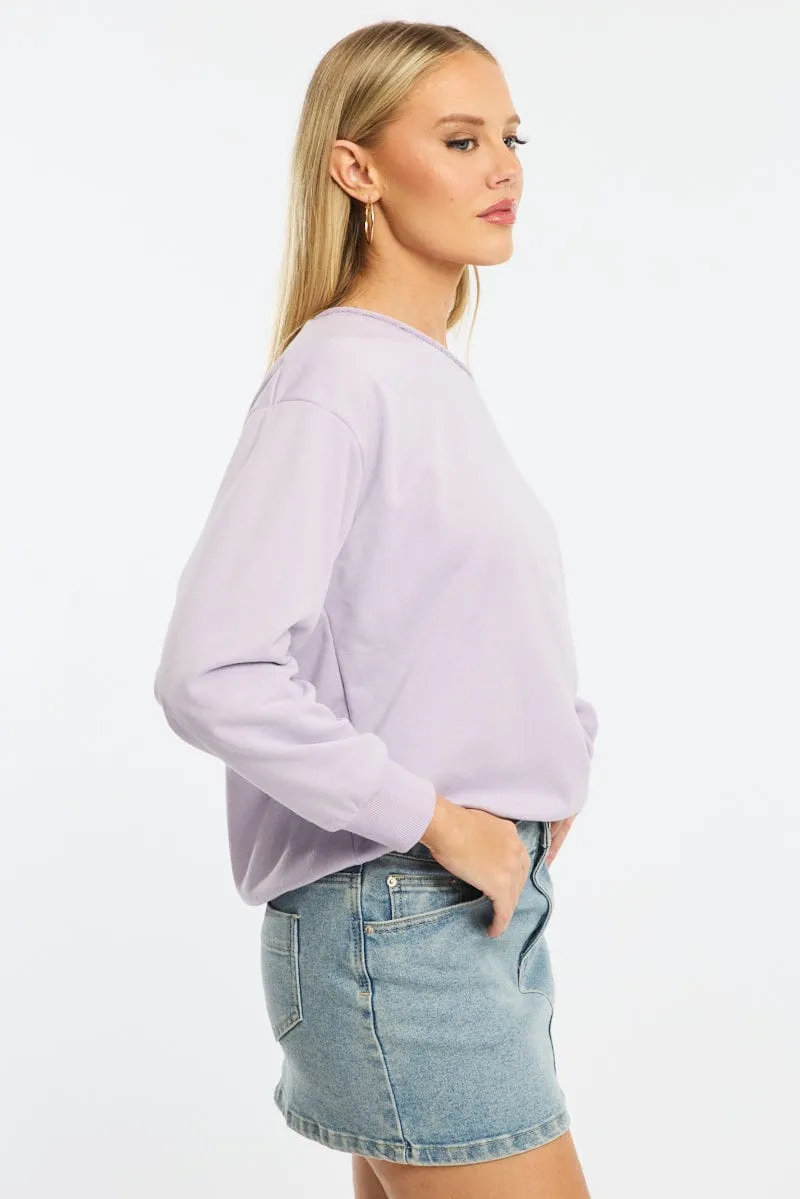 Purple Off Shoulder Sweater Long Sleeve product anti odor freshness