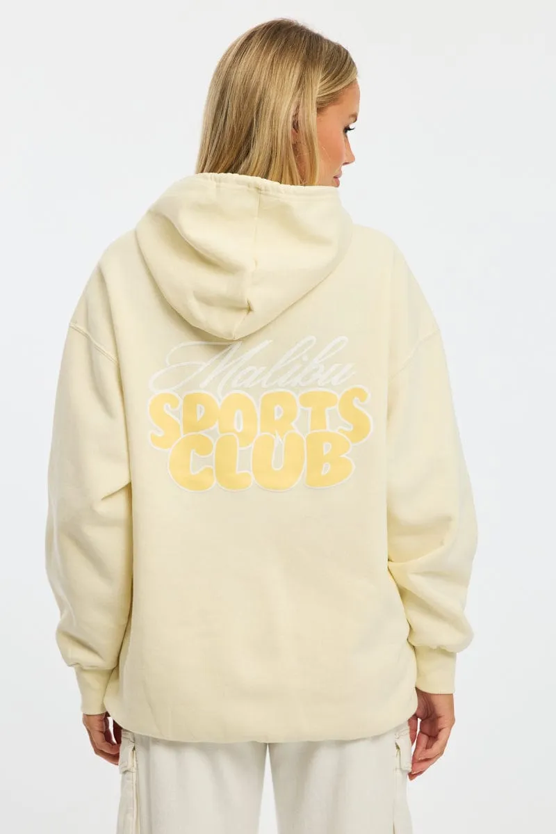 Yellow Graphic Hoodie Long Sleeve Work Wear