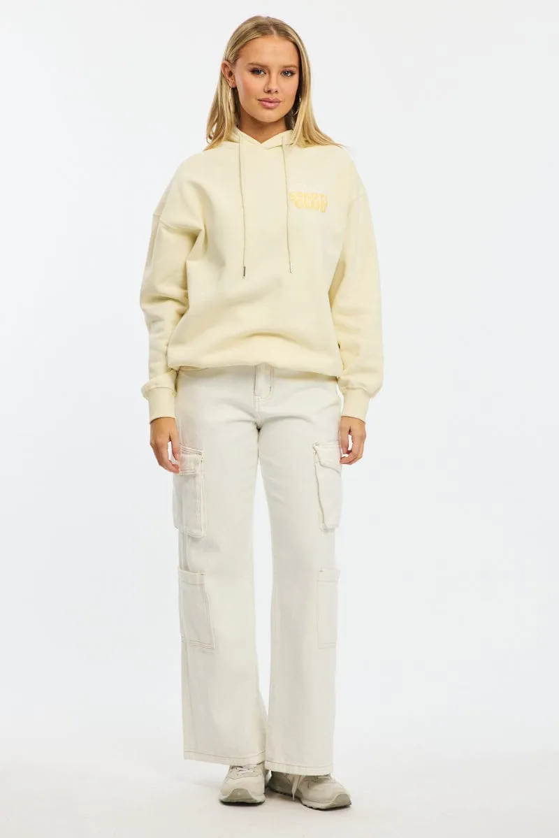 Yellow Graphic Hoodie Long Sleeve Modern Aesthetic