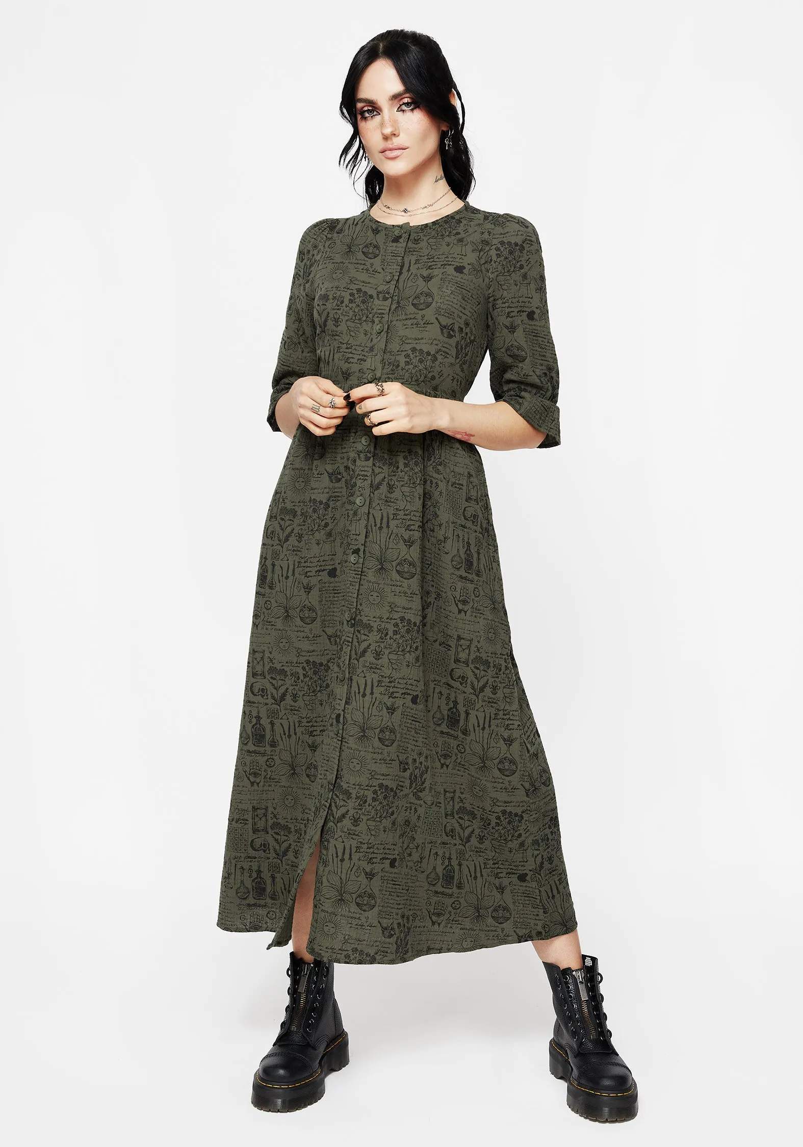 Ice Bloom Taddea Cotton Button Up Midaxi Dress