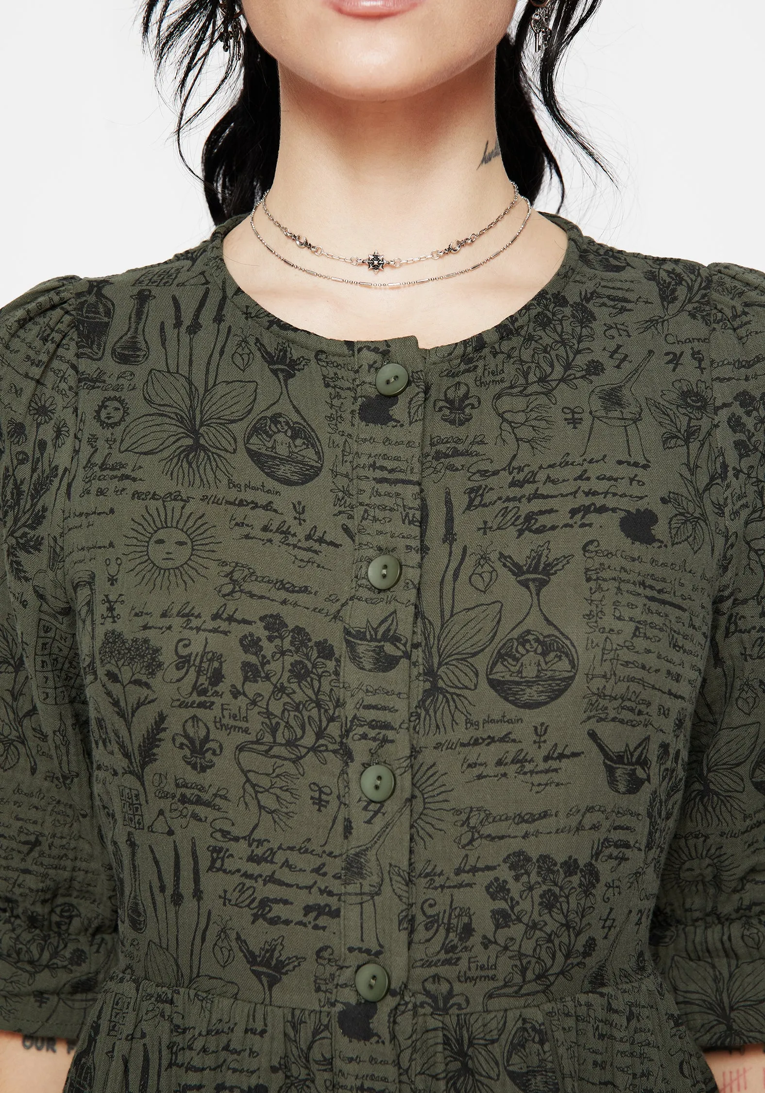 Noon Light Frill Edge Taddea Cotton Button Up Midaxi Dress