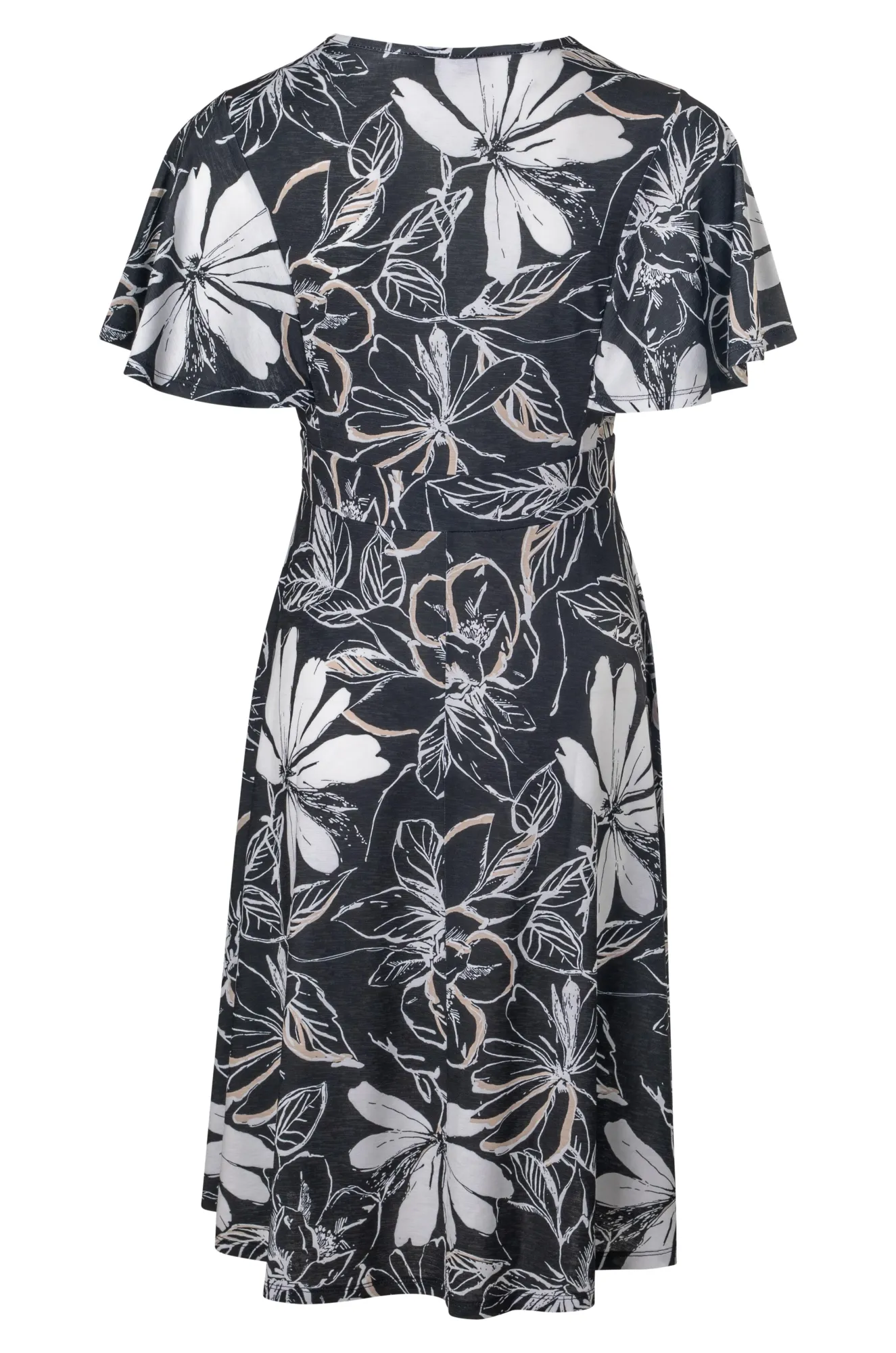 TemperatureRegulating Lightweight Construction V neck crossover Dress | Black Natural Sketch | 7433A1