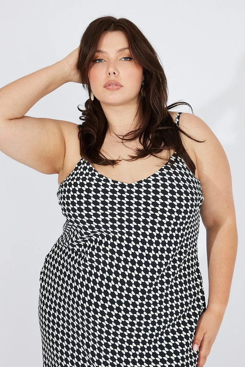 Night Breeze This dress provides the ideal balance of style and comfort making it a wardrobe essential Black Geo Shoestring Strap Slip Maxidress