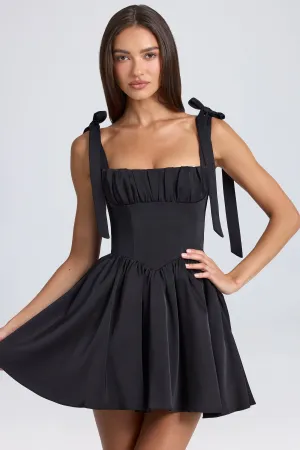Draped Corset Mini Dress in Black Stylish short formal dress