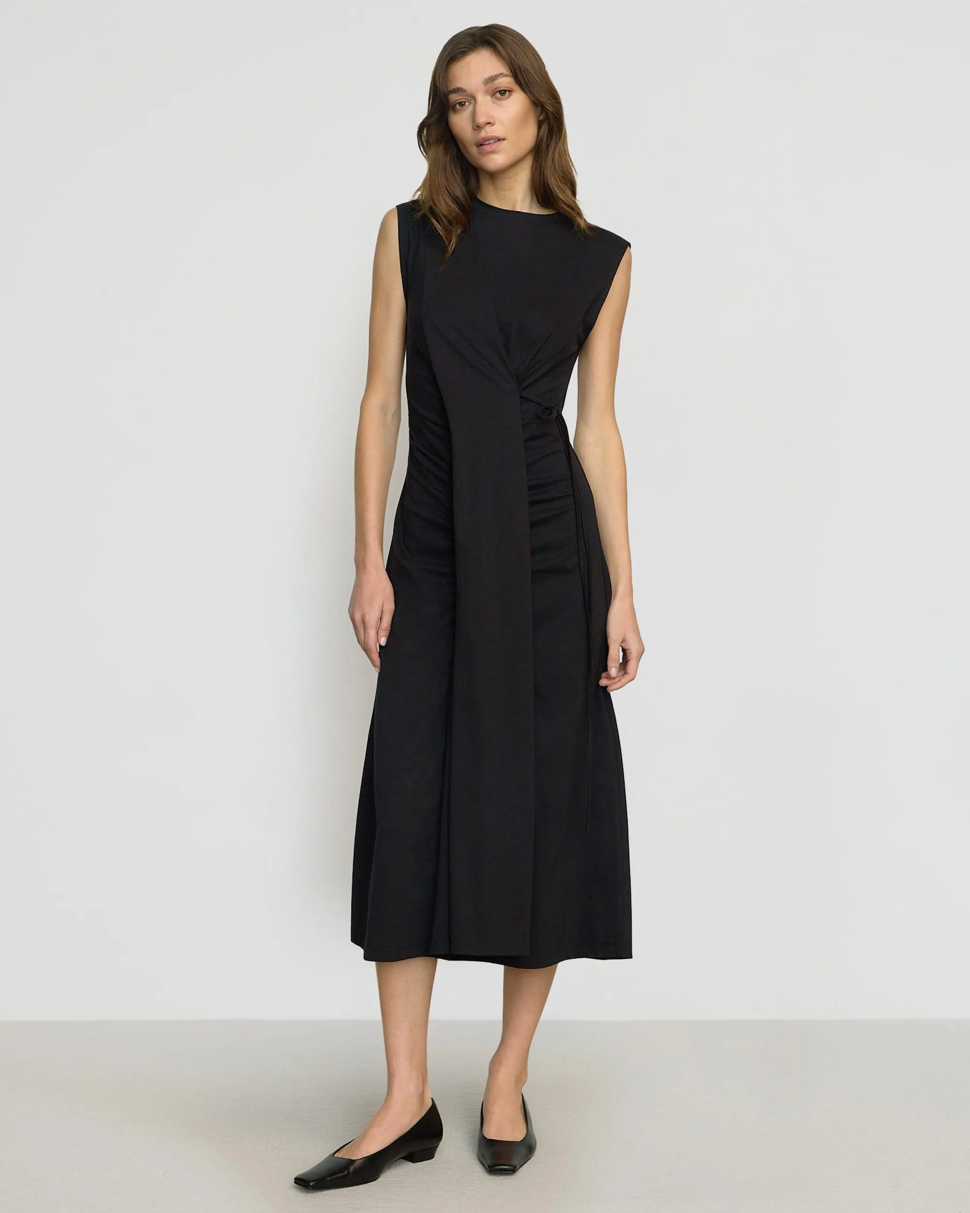 Agnes Twist-Drape Jersey Dress Soft Knit RecycledBlend