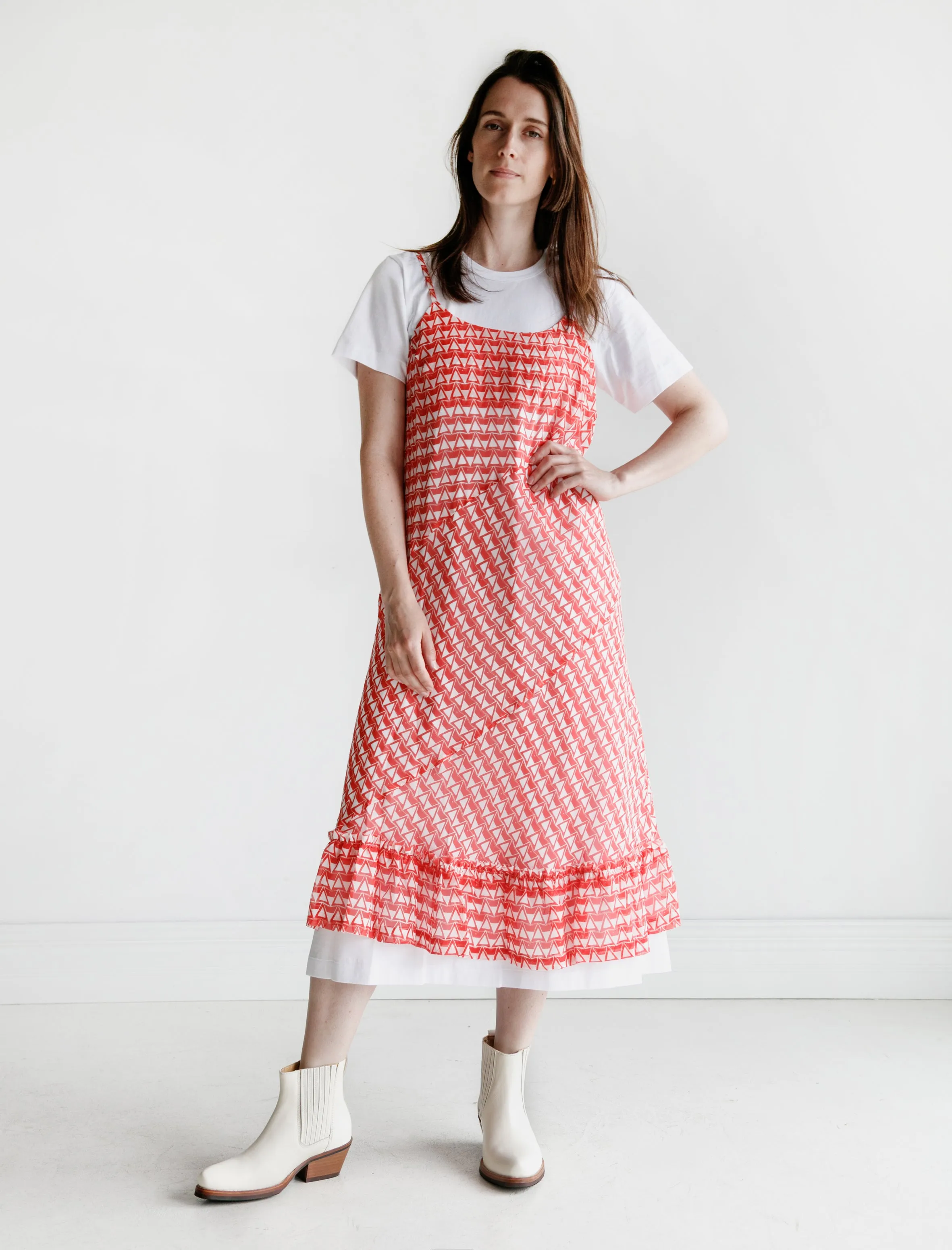 Event Vibe Garden Ease Slip and T-Shirt Dress Combo Red/White