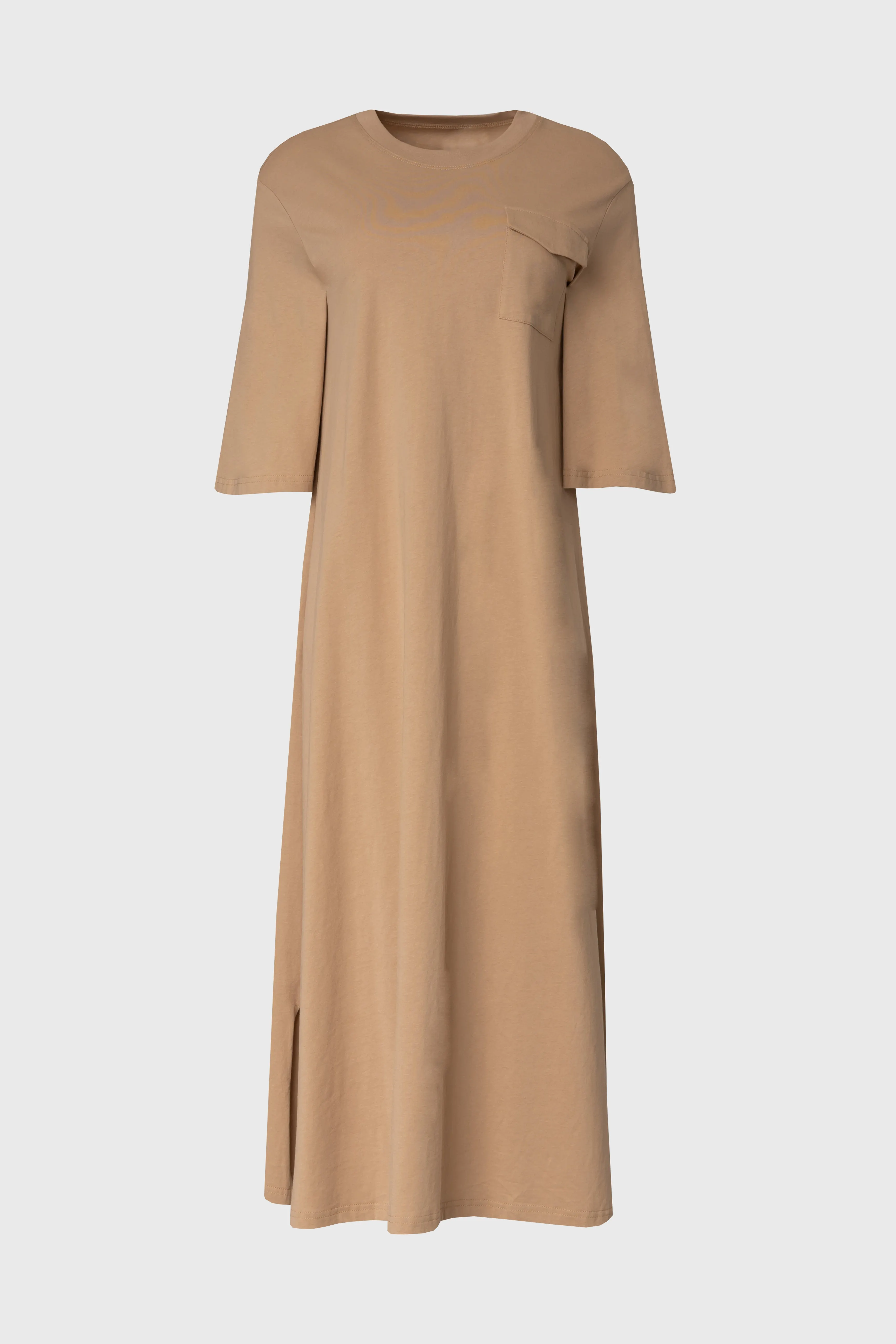 Tan Pocket Tee Shirt Maxi Dress Calm Wave