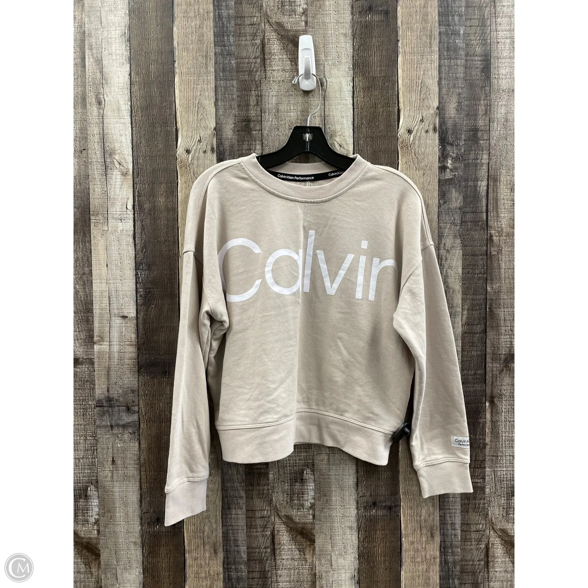 Sweatshirt Crewneck By Calvin Klein Performance In Tan, Size: S Breathable knit Business Outfit