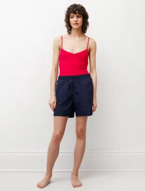 Beach Vibes Unique Pattern Mid Length Swim Shorts Navy