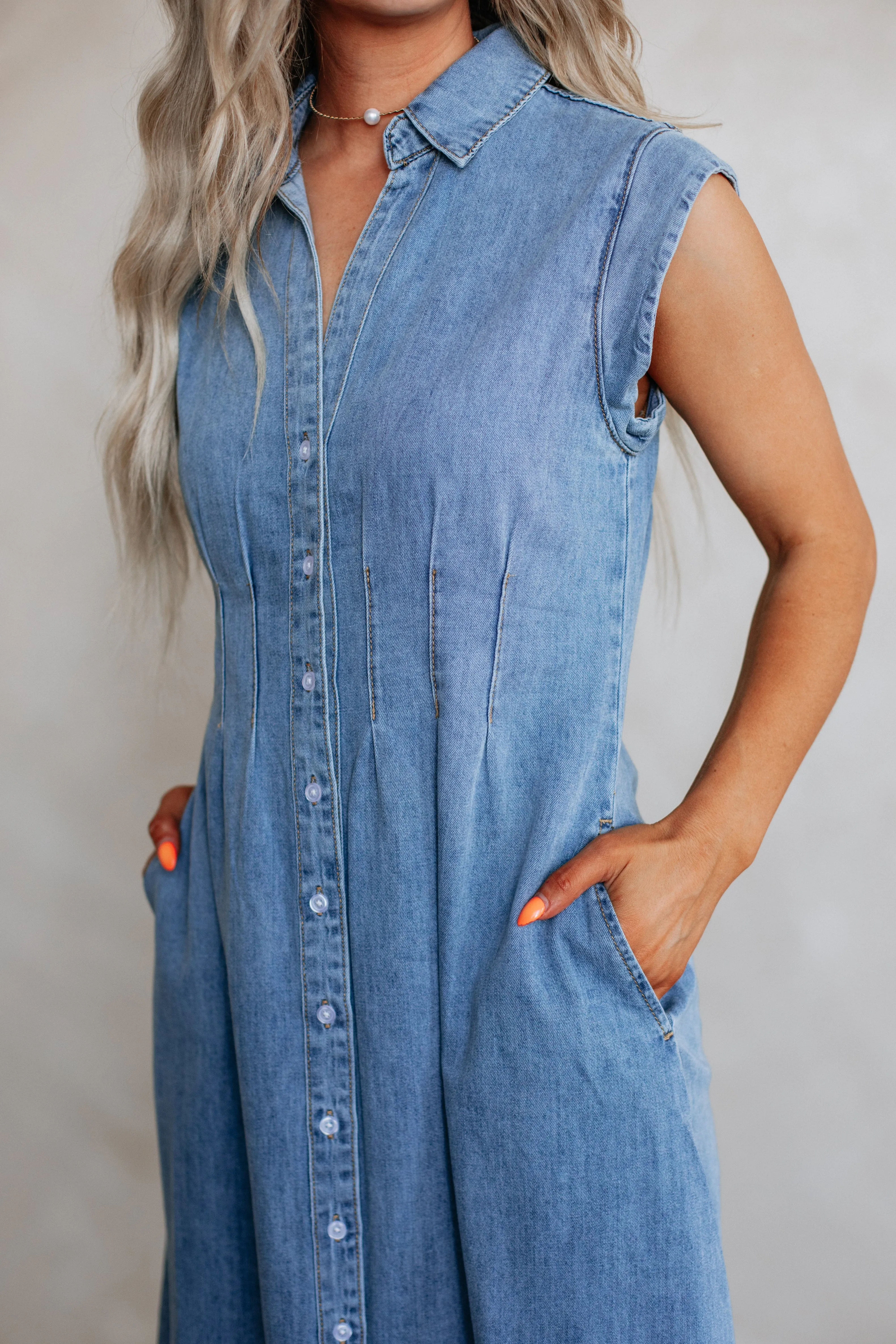 Apryl Denim Dress Cozy Elegance Casual Wear