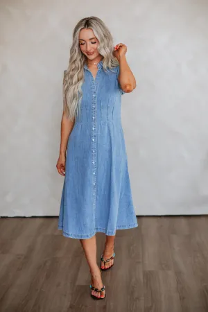 Apryl Denim Dress Platinum Shine Self Love