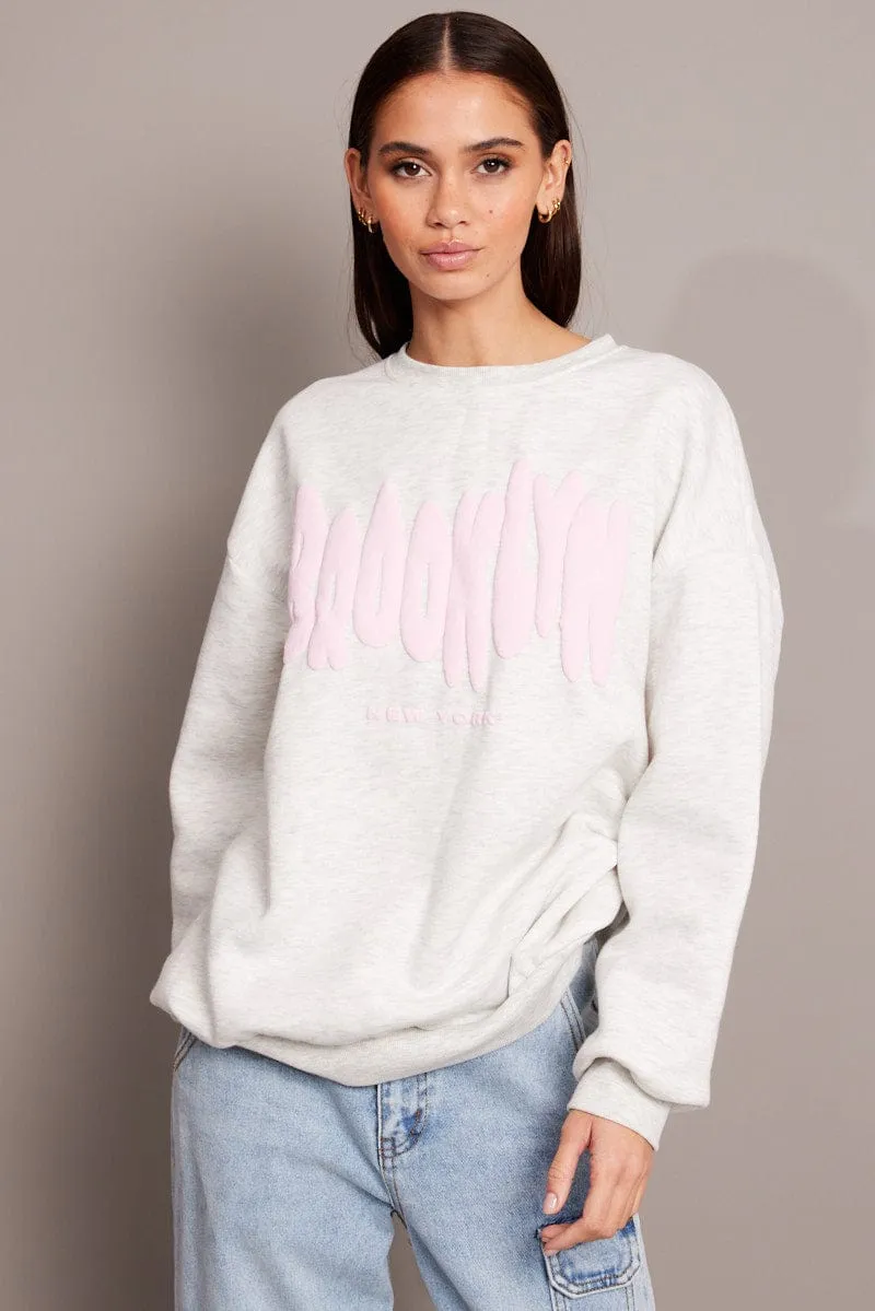 Grey Graphic Sweater Long Sleeve Chilly Day Outfit product anti odor freshness