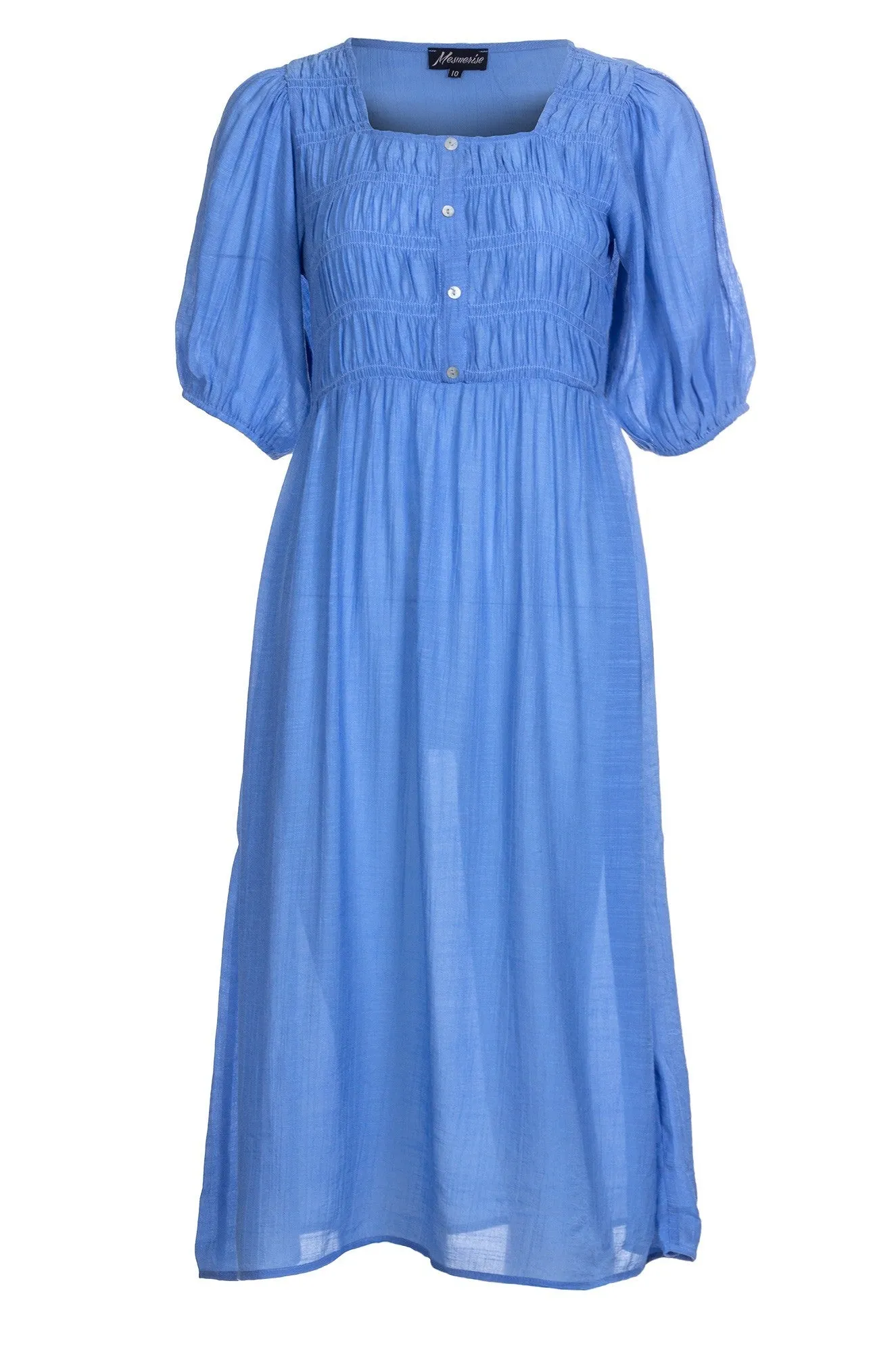 FadeResistant Shirred bodice Dress | SOFT BLUE | 8835A1
