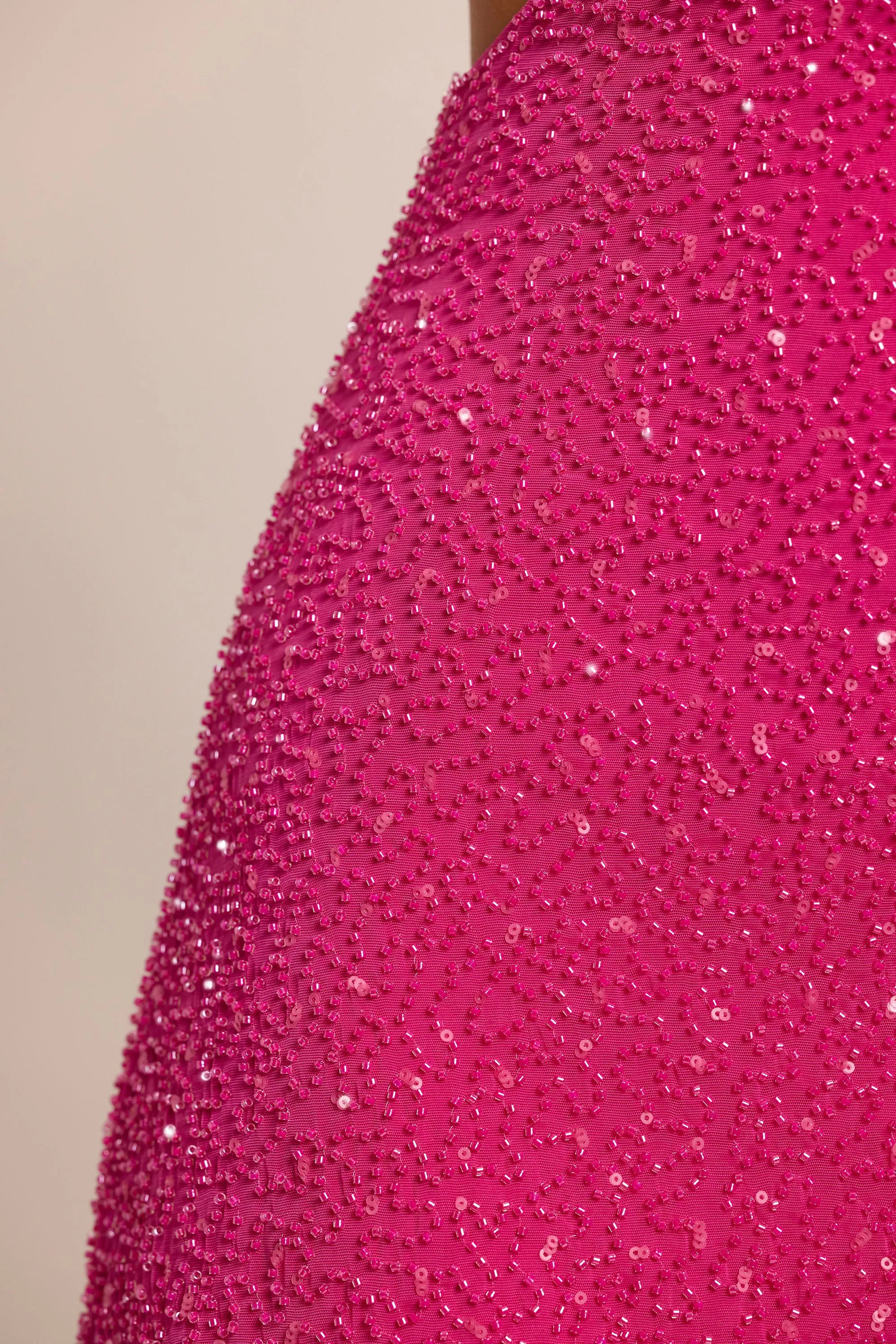 Comfy chic Fresh Vibe Embellished Cut Out Mini Dress in Fuschia